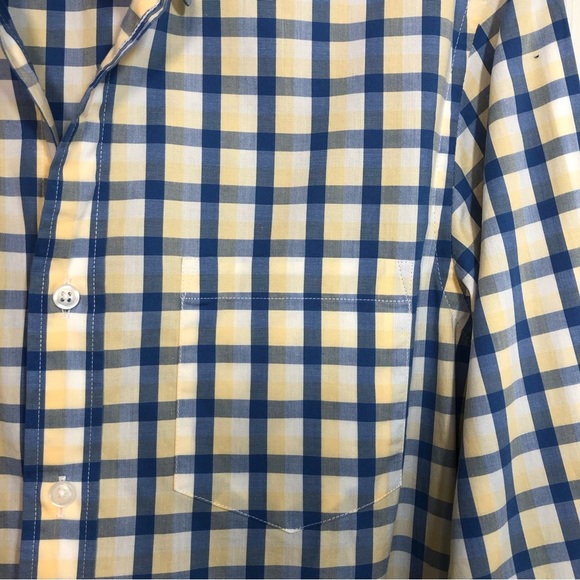 J. Crew Mens Button Up Long Sleeve Blue Yellow Plaid Slim Untucked Shirt Size S - Picture 3 of 12